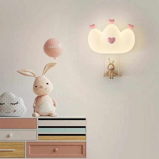 Creative Kids Crown Animal Iron PE LED Wall Sconce Lamp