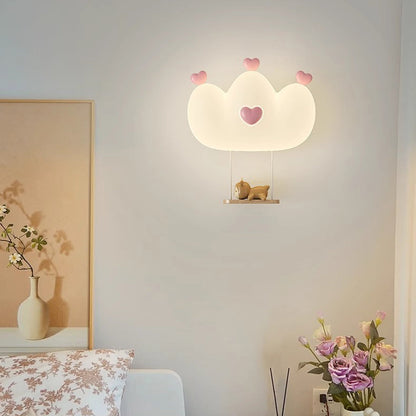 Creative Kids Crown Animal Iron PE LED Wall Sconce Lamp
