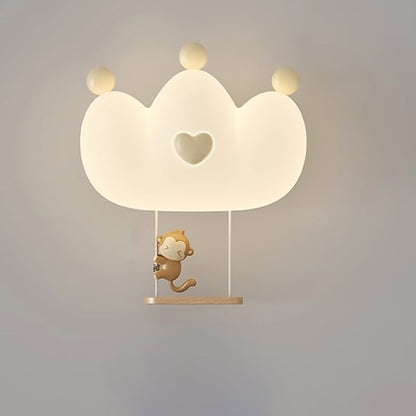 Creative Kids Crown Animal Iron PE LED Wall Sconce Lamp