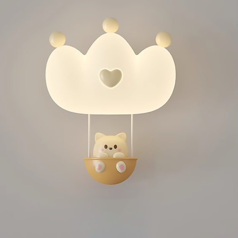 Creative Kids Crown Animal Iron PE LED Wall Sconce Lamp