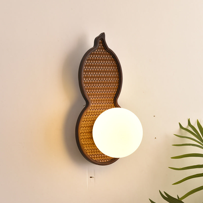 Irregular Solid Wood Glass Shade 1-Light Wall Sconce Lamp