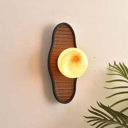 Irregular Solid Wood Glass Shade 1-Light Wall Sconce Lamp