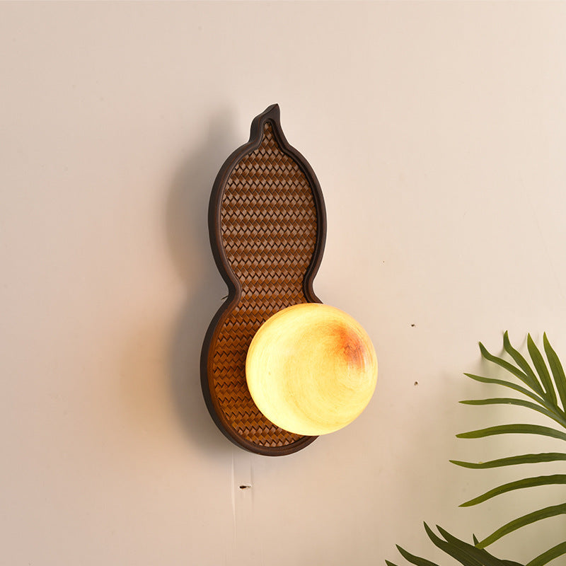 Irregular Solid Wood Glass Shade 1-Light Wall Sconce Lamp