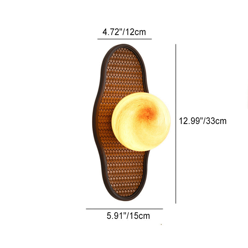 Irregular Solid Wood Glass Shade 1-Light Wall Sconce Lamp