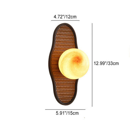 Irregular Solid Wood Glass Shade 1-Light Wall Sconce Lamp