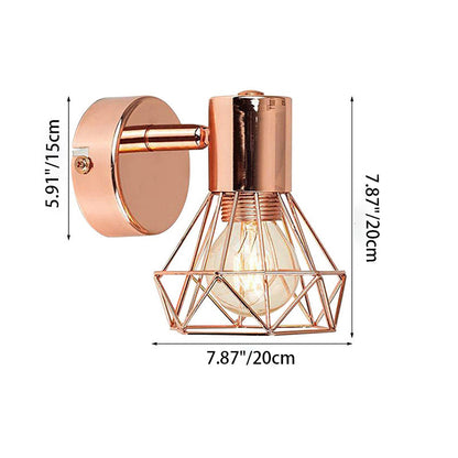 Cylinder Diamond Shape Iron Frame 1-Light Wall Sconce Lamp