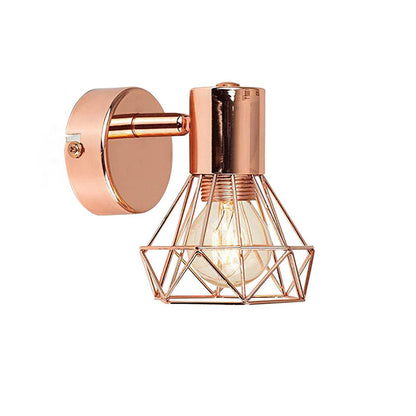 Cylinder Diamond Shape Iron Frame 1-Light Wall Sconce Lamp
