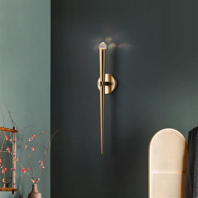 Cylinder Shape Copper Crystal 1-Light Wall Sconce Lamp