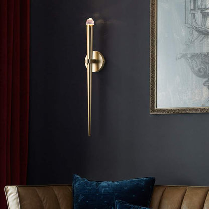 Cylinder Shape Copper Crystal 1-Light Wall Sconce Lamp