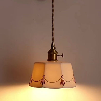 Chinese Ceramic Shade Brass 1-Light Wall Sconce Lamp