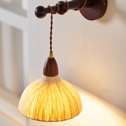 Japanese Rice Paper Shade Wood 1-Light Wall Sconce Lamp