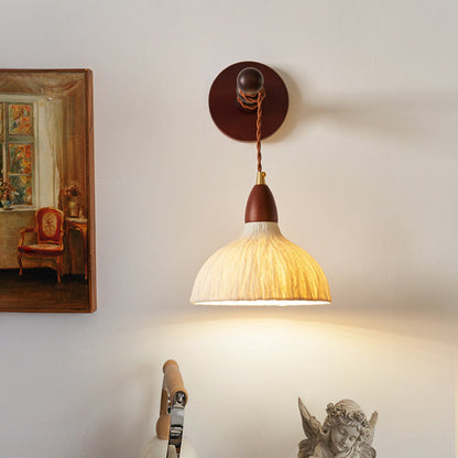 Japanese Rice Paper Shade Wood 1-Light Wall Sconce Lamp