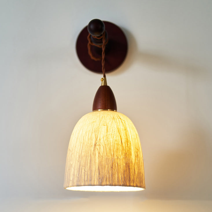Japanese Rice Paper Shade Wood 1-Light Wall Sconce Lamp