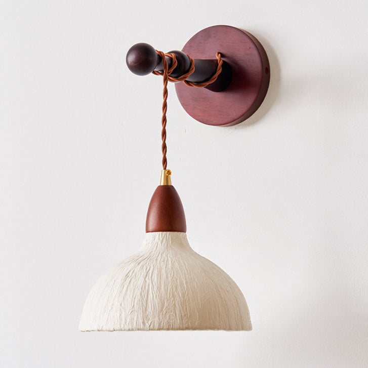 Japanese Rice Paper Shade Wood 1-Light Wall Sconce Lamp