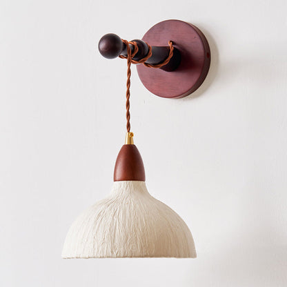Japanese Rice Paper Shade Wood 1-Light Wall Sconce Lamp