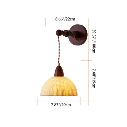 Japanese Rice Paper Shade Wood 1-Light Wall Sconce Lamp