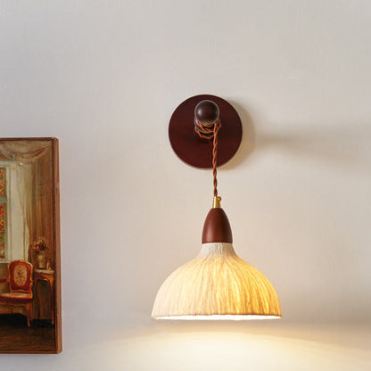 Japanese Rice Paper Shade Wood 1-Light Wall Sconce Lamp