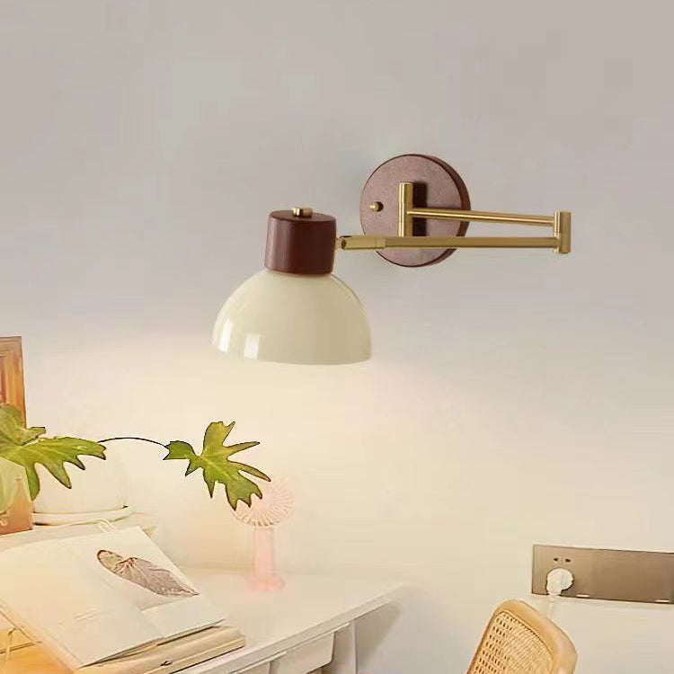 Swingable Shape Iron Solid Wood PE 1-Light Wall Sconce Lamp