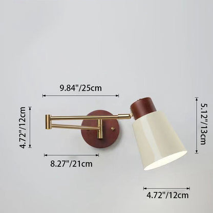 Swingable Shape Iron Solid Wood PE 1-Light Wall Sconce Lamp