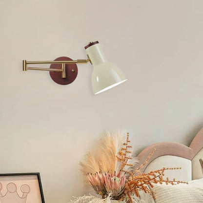 Swingable Shape Iron Solid Wood PE 1-Light Wall Sconce Lamp