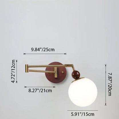 Swingable Shape Iron Solid Wood PE 1-Light Wall Sconce Lamp