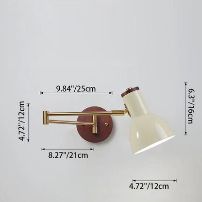 Swingable Shape Iron Solid Wood PE 1-Light Wall Sconce Lamp