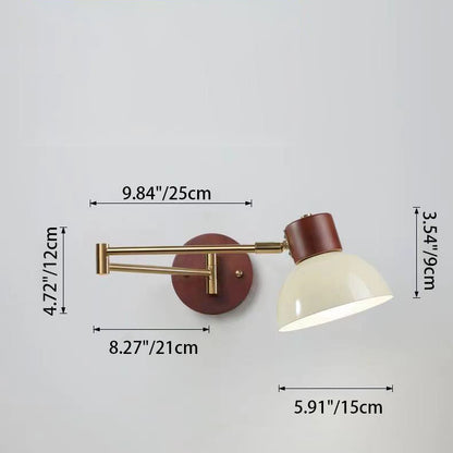 Swingable Shape Iron Solid Wood PE 1-Light Wall Sconce Lamp