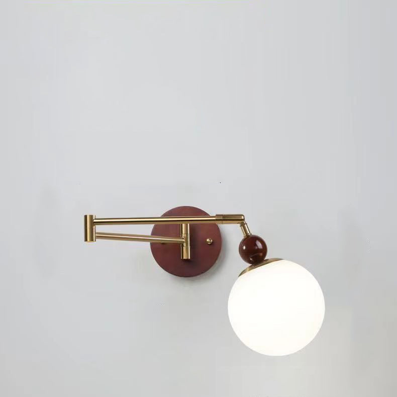 Swingable Shape Iron Solid Wood PE 1-Light Wall Sconce Lamp