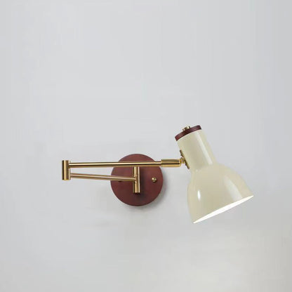 Swingable Shape Iron Solid Wood PE 1-Light Wall Sconce Lamp