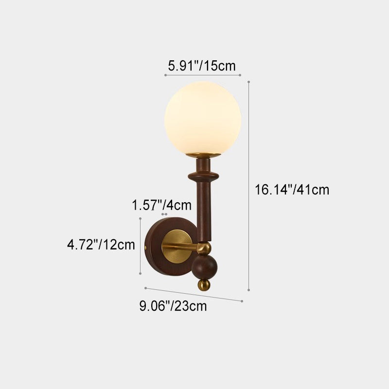 Curved Wood Frame Glass Shade 1-Light Wall Sconce Lamp