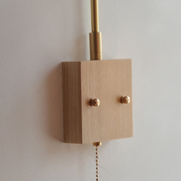 Japanese Shape Wood Copper Ceramic 1-Light Wall Sconce Lamp