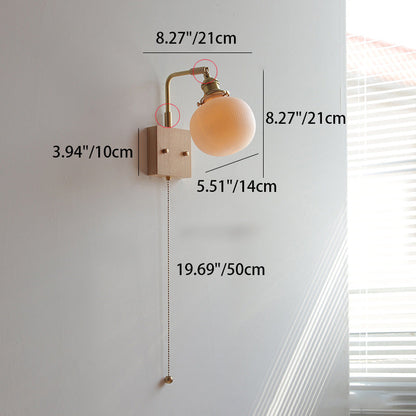 Japanese Shape Wood Copper Ceramic 1-Light Wall Sconce Lamp