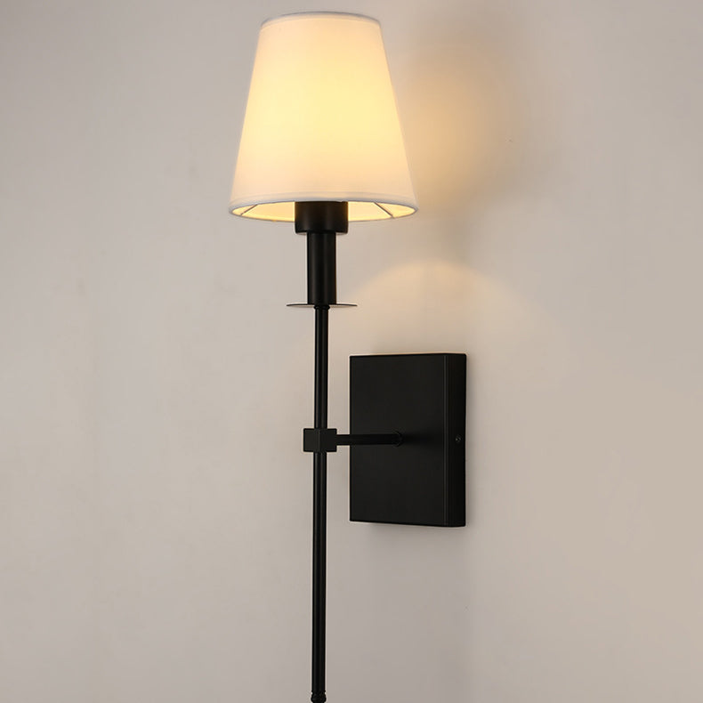 Round Shade Square Iron Base 1-Light Wall Sconce Lamp