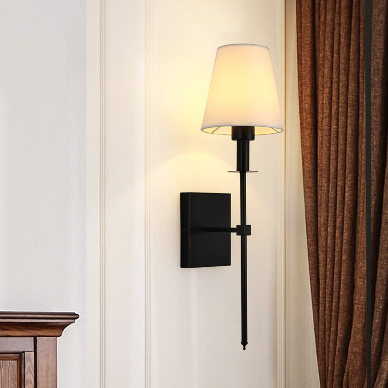 Round Shade Square Iron Base 1-Light Wall Sconce Lamp