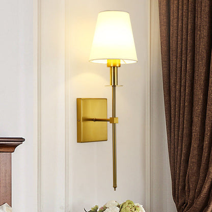 Round Shade Square Iron Base 1-Light Wall Sconce Lamp