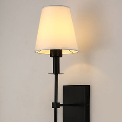 Round Shade Square Iron Base 1-Light Wall Sconce Lamp