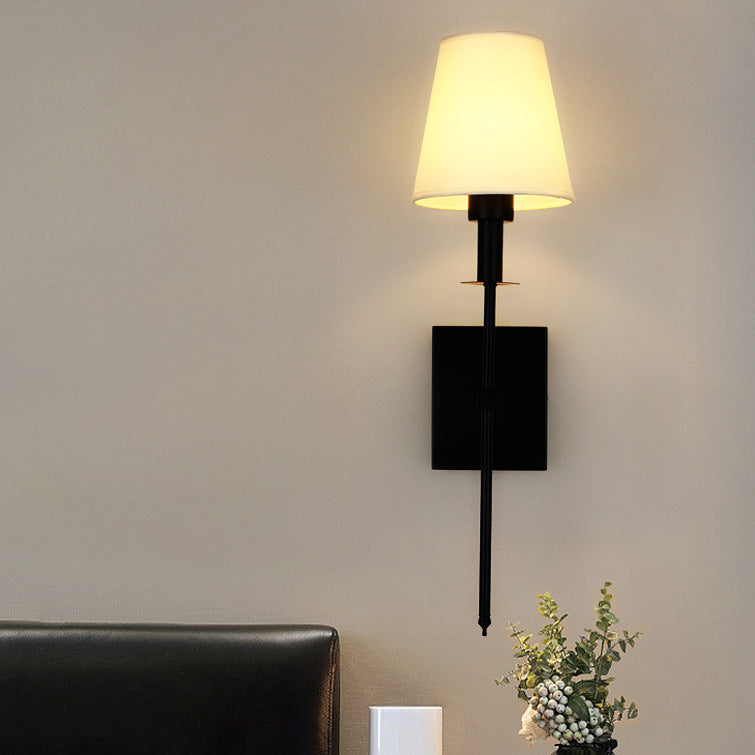 Round Shade Square Iron Base 1-Light Wall Sconce Lamp