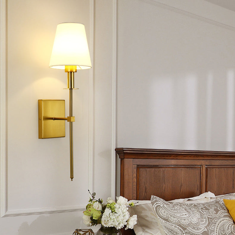 Round Shade Square Iron Base 1-Light Wall Sconce Lamp