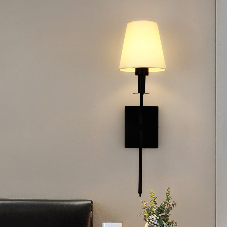 Round Shade Square Iron Base 1-Light Wall Sconce Lamp