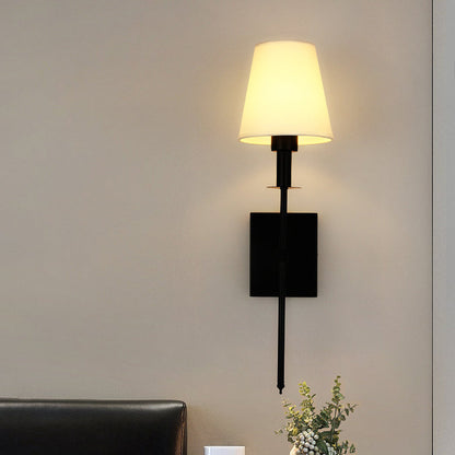 Round Shade Square Iron Base 1-Light Wall Sconce Lamp