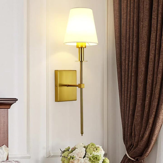 Round Shade Square Iron Base 1-Light Wall Sconce Lamp