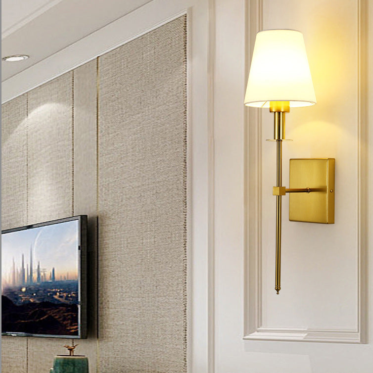Round Shade Square Iron Base 1-Light Wall Sconce Lamp