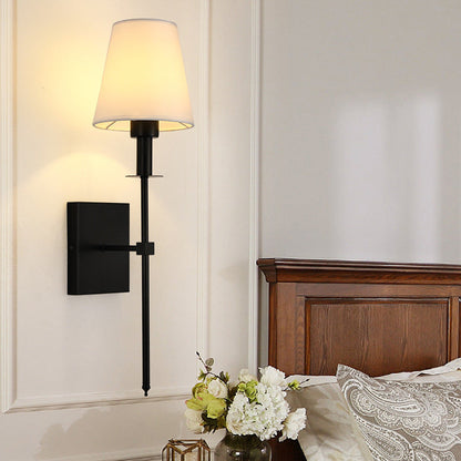 Round Shade Square Iron Base 1-Light Wall Sconce Lamp