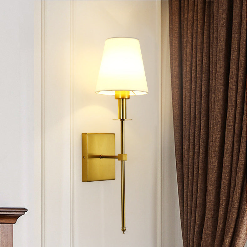 Round Shade Square Iron Base 1-Light Wall Sconce Lamp