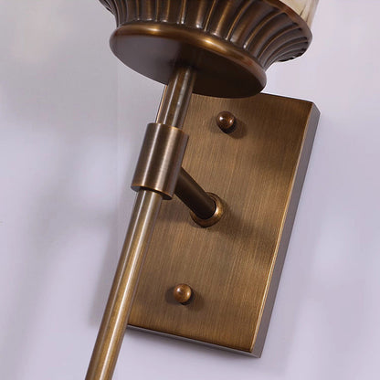Flower Copper Pole Glass Shade 1-Light Wall Sconce Lamp