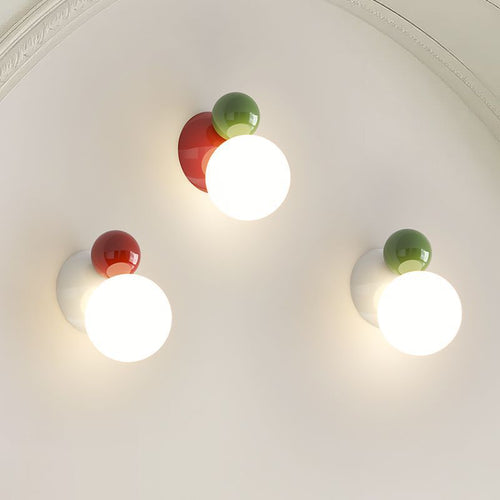 Round Globe Iron Plastic Shade 1-Light Wall Sconce Lamp