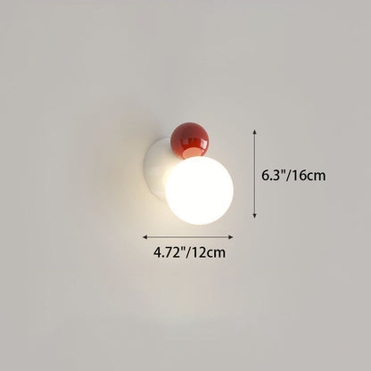 Round Globe Iron Plastic Shade 1-Light Wall Sconce Lamp