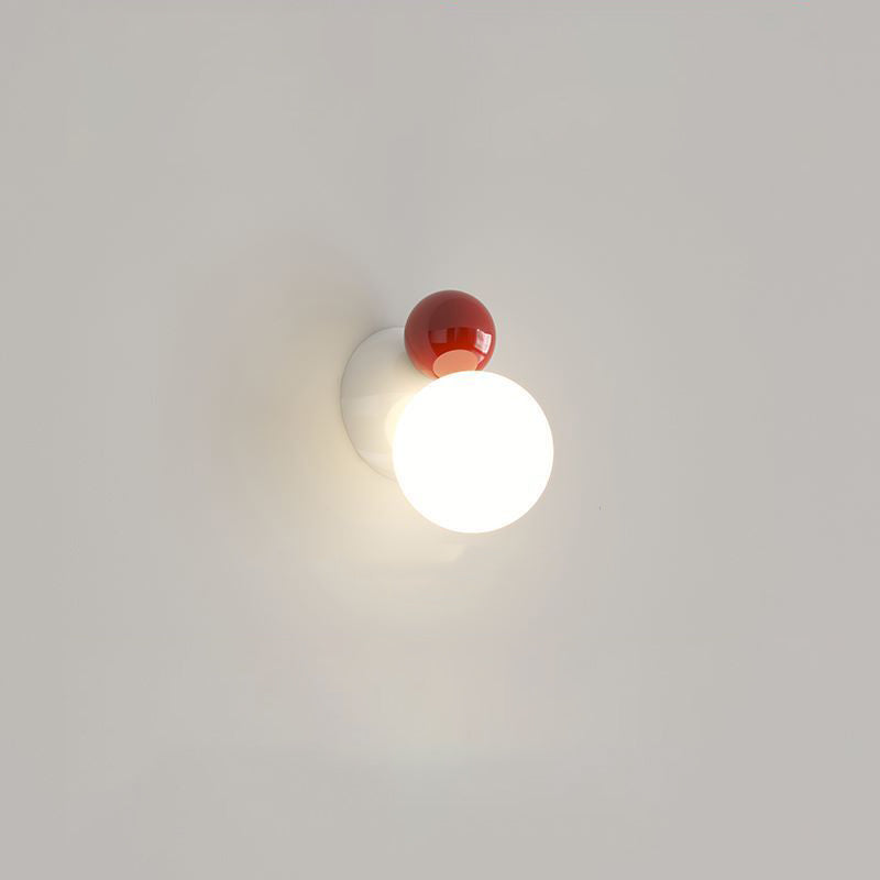 Round Globe Iron Plastic Shade 1-Light Wall Sconce Lamp