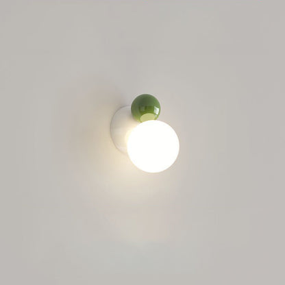 Round Globe Iron Plastic Shade 1-Light Wall Sconce Lamp