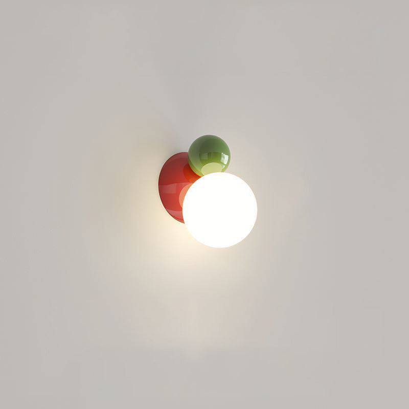 Round Globe Iron Plastic Shade 1-Light Wall Sconce Lamp